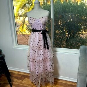 Pink Tiered Polka Dot Dress